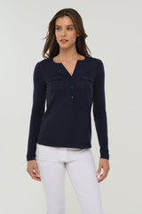 Maglia Maniche Lunghe Collo V - Calista Henley