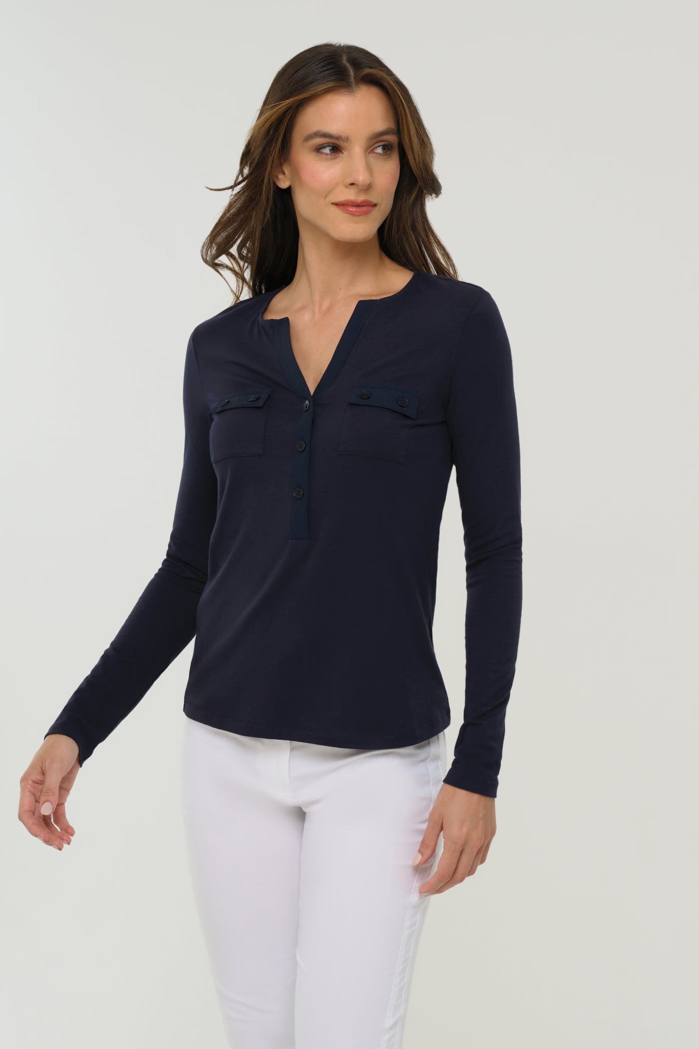 Maglia Maniche Lunghe Collo V - Calista Henley